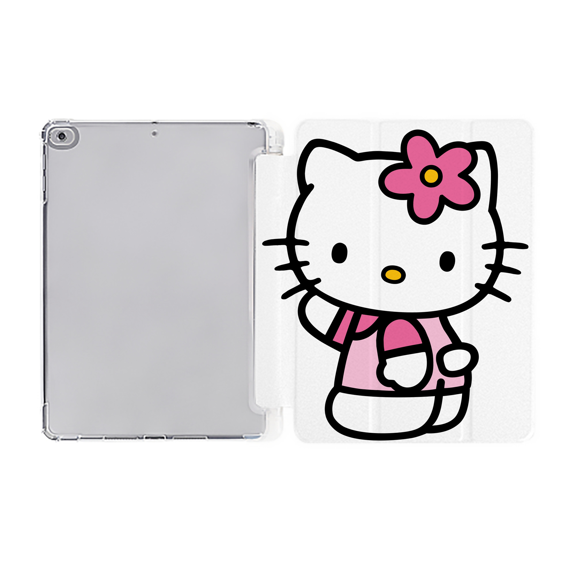 （画像用） Hello Kitty ハローキティ IPad ケース ペン収納付き 三つ折りスタンド PUレザー×シリコン 対応機種9.5/10.5/10.9インチ
